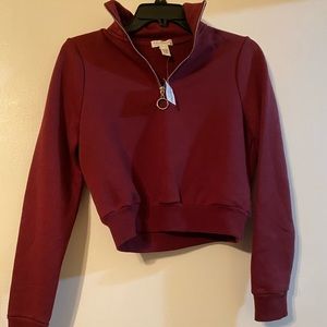 Burgundy cropped sweatshirt!